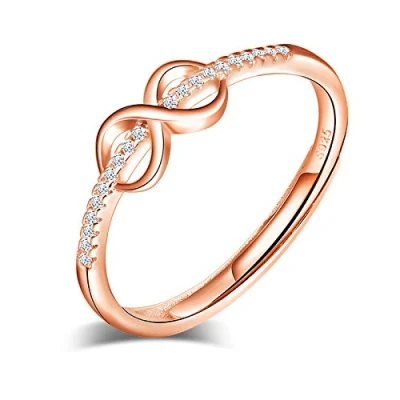 Image de Yumilok bague en argent 925, réglable femme fille, anneau de fiançailles ouvert, symbole l&#039;infini, mariage, taille ajustable, zircon incrusté, pour Noël et Anniversaire