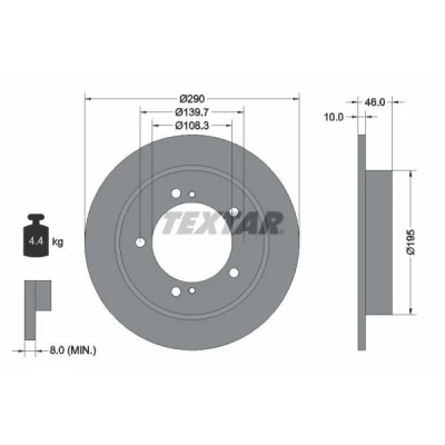 Image de TEXTAR 92237300 Disque de frein 290 10 05/07 139,7 plein sans boulon fix roue, moyeu roue SUZUKI: Jimny SUV