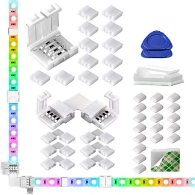 Image de Carriere Connecteurs de Bande Lumineuse Led Lumières Rvb 4 Broches, Sans, en Forme L pour Smd 5050
