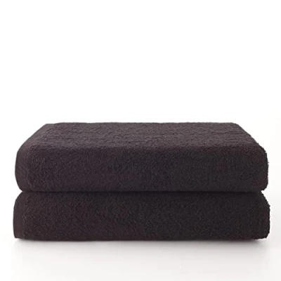 Image de Top Towel Plus Lot de 2 Grandes Serviettes Bain Douche Serviette 100 x 150 cm Noir