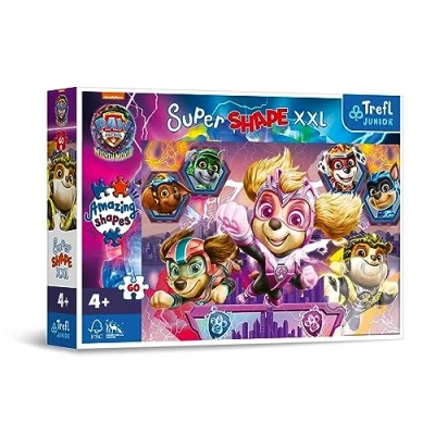 Image de Trefl Junior Paw Patrol : The Mighty Movie, Chiots Joyeux Puzzles 60 XXL Super Shape Forme Originale de Puzzles,Loisir pour Les Enfants à partir 4 Ans