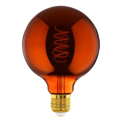 Image de Eglo Lampe LED E27 dimmable, filament vintage spirale, ampoule Edison, globe éclairage rétro, 4 watts, 30 lumens, blanc chaud, verre cuivré, 2000 Kelvin, G125, Ø 12,5 cm
