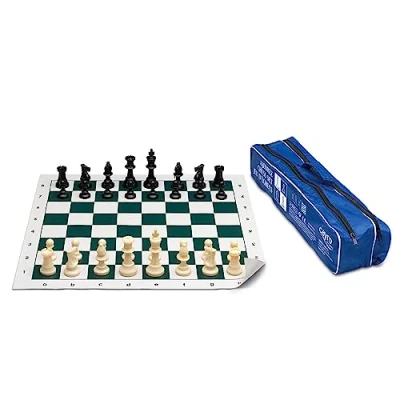 Image de Cayro Jeu d&#039;échecs avec Pièces et Sac de Rangement en Bois sculptées à la Main Planche Pliante