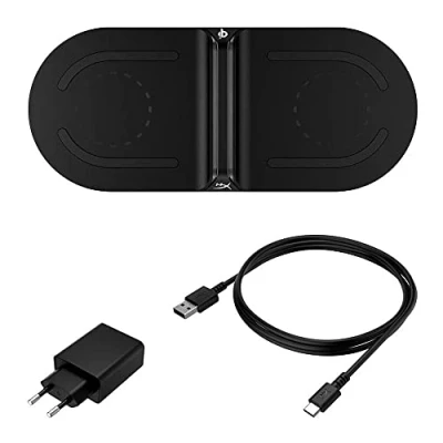 Image de HyperX ChargePlay Base Chargeur sans fil certifié Qi, Doubles bases, Charge jusqu’à deux appareils, Indicateur de chargement, Compatible avec tout appareil Qi (prise EU)