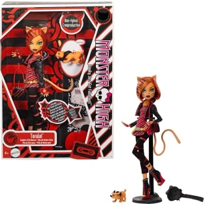 Image de Monster High Boo riginal Creeproduction Poupée Toralei, reproduction en version de collection avec socle présentation, journal intime et tigre à dents sabre Sweet Fangs, HYV91