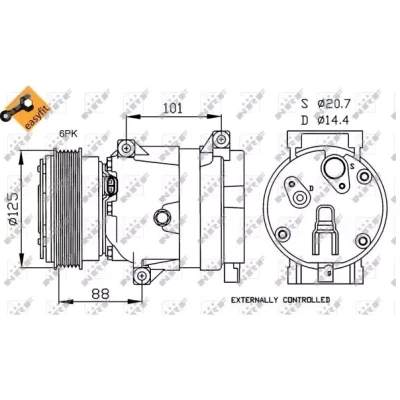 Image de NRF 32231 compresseur De Climatisation V5 12 PAG 150 avec huile PAG, bague d&#039;étanchéité EASY FIT RENAULT: LAGUNA 2
