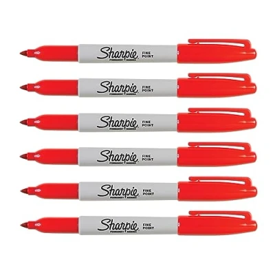 Image de Sharpie Marqueur rouge à pointe fine Séchage rapide (Ensemble de 6)