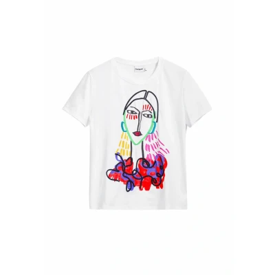 Image de Desigual ARTY Tshirt imprimé, Femme, Taille: Large, White