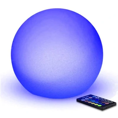 Image de Mr.Go 6&quot; LED Boule Lumière Sphère Lampe, RGB Orbe Lampe Couleur Changeante D&#039;ambiance avec Télécommande, 16 Couleurs, Luminosité Variable &amp; Batterie Rechargeable