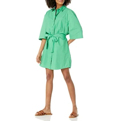 Image de The Drop Dakota Belted Mini Shirt Dress Chemise habillée, Jade, L