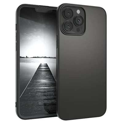 Image de Eazy Case Coque de Protection en Silicone avec l&#039;appareil Photo Compatible iPhone 13 Pro Max Noir Mat Ultra Fin Souple