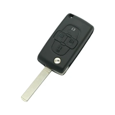 Image de BROVACS Coque de clé rechange CE0523 type VA2 compatible avec Peugeot 1007 807 4 boutons entrée sans Flip Remote Key Case Fob SS316
