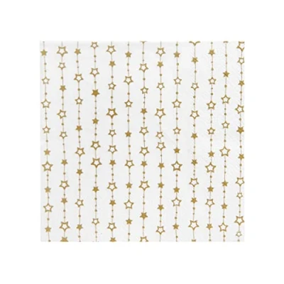 Image de Talking Tables Lot de 20 serviettes en papier jetables recyclables pour Noël, Nouvel An, Aïd, fête d&#039;anniversaire, LUXE NAPKIN STAR, Doré