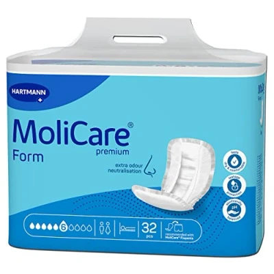 Image de Molicare Forme de qualité supérieure 6 gouttes, pour incontinence moyenne : sécurité maximale, protection supplémentaire contre les fuites et discrétion femmes hommes, à utiliser avec