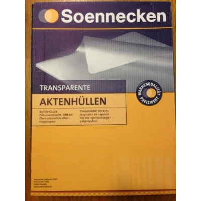 Image de soennecken Vision Housse DIN A4, ouvert en haut et sur le côté, indélébile, 0,12 mm, Polypropylène, transparent, grainé, 100 pcs/lot.