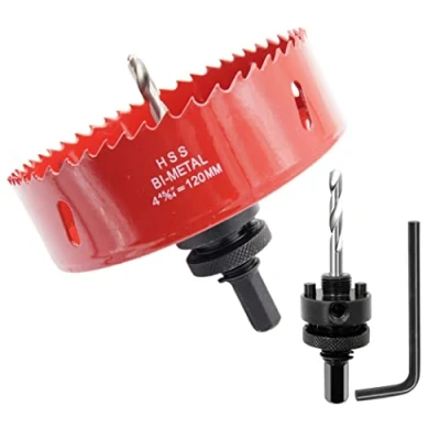 Image de Scie cloche 120mm, LAIWEI A2 mèche à arbre pour usage intensif, foret 4341,outil de perçage percer des trous dans différents types bois, aluminium, PVC, etc.