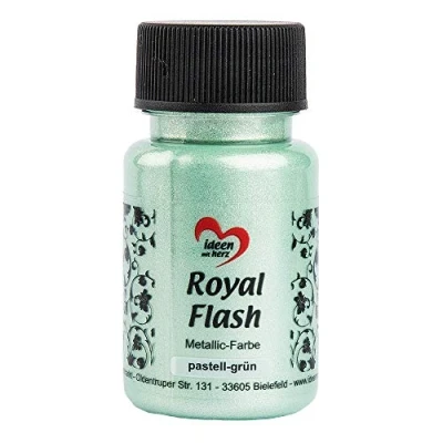Image de ideen mit herz Royal Flash peinture métallique acrylique brillance métallique, avec de fines particules paillettes séchage rapide à base d&#039;eau 50 ml (vert pastel)