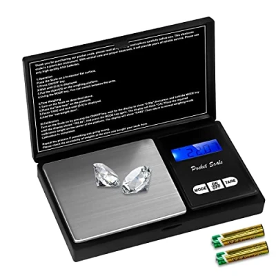 Image de QEIHITYO Balance de Precision 500g/0.01g Gramme Petite avec Écran LCD et Tare Function pour Café Herbes Bijoux Pierres Précieuses 7Unités (2 Piles Incluses)