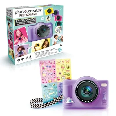 Image de Canal Toys Appareil Photo Numérique Enfant Double Objectif Mini Caméra Compact Violet avec Mode Selfie pour 8+ Ans 32 MégaPixels, Écran LCD, 20 Cadres et 5 Filtres, Carte SD 4Go Incluse