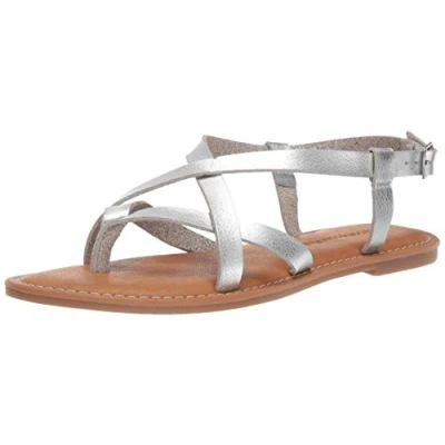 Image de Amazon Essentials Sandales à Lanières Décontractées Femme, Argent, 43 EU
