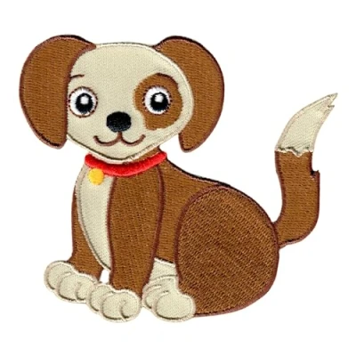 Image de PatchMommy Patch Écusson Brodé Thermocollant en Forme de Chien Chiot Pièce Brodée à Coudre ou Coller au fer Repasser pour Enfant et Bébé