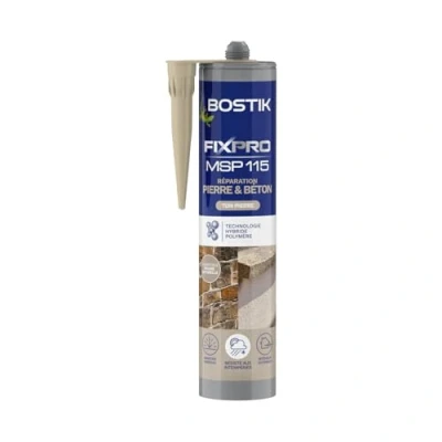 Image de Bostik FIXPRO Mastic Colle de Fixation MSP 115 Pierre Et Beton Intérieur/Extérieur Réparation &amp; Hybride Polymère Ton 1 Cartouche 290 ml