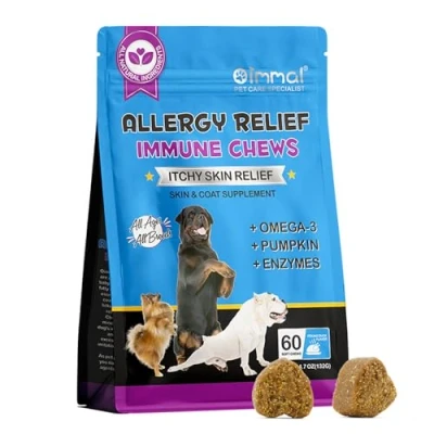Image de JSBNQRMZ Allergy pour Chiens,60 PCS Démangeaisons Chiens,Renforcement du Système Immunitaire Pékin Goût Canard,Calmer Les de la Peau,Pattes,Yeux,Oreilles