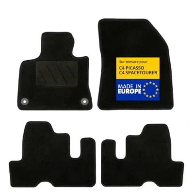 Image de DBS Tapis de Voiture sur Mesure pour C4 Picasso / Spacetourer (dès 2013) avec Clips Fixation Sol antidérapant Automobile 4 pièces, Noir