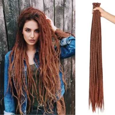 Image de 20 Strands Dreadlock Extensions 24 Inch Synthetic Hippie Single Ended Dreads Ginger 0.6 cm Width Loc Reggae Style Crochet Hair for Women… (350)