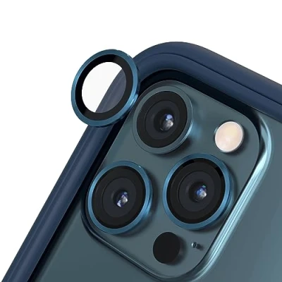 Image de RhinoShield protection d&#039;objectif en verre trempé 9H compatible avec [iPhone 12 Pro Max] Résistance aux chocs et rayures, haute clarté, anti éclats, techn buée Bleu