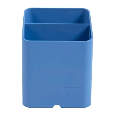 Image de Exacompta Réf. 677100D carton de 10 Pots à crayons bleu Clean&#039;Safe Avec 2 compartiments taille et hauteur différentes Dimensions 7,4x7,4x9,3 cm Couleur