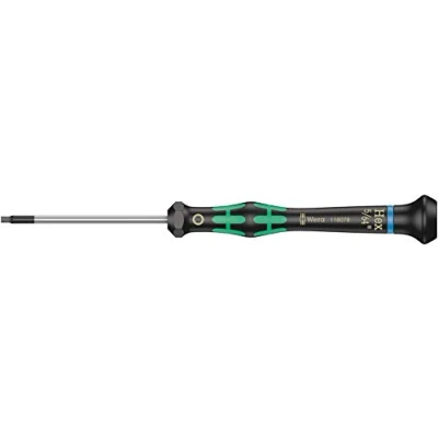 Image de Wera 05118078001 2054 Tournevis électronicien pour vis six pans creux, Hex Plus, 5/64 pouce x 60 mm, Noir/vert
