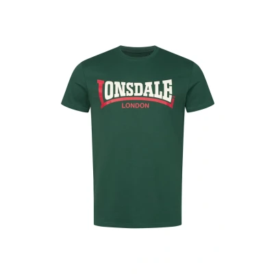 Image de Lonsdale Normale Passform TWO TONE Tshirt imprimé, Homme, Taille: XS, Bottle green red ecru