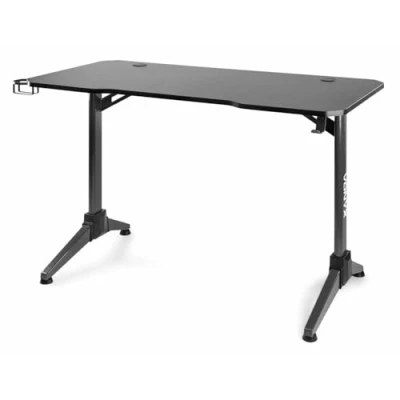 Image de Vonyx DB20 Bureau Gaming LED 120cm Noir, Surface Antidérapante et Anti Rayures, Crochet pour le Casque Audio, Porte gobelet, Robuste avec Pieds en T Réglables, Télécommande Éclairage