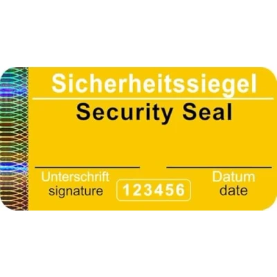 Image de 300 pcs Sceau de sécurité avec numéro série 48x25mm jaune, inscriptible sécurité, qualité, garantie, Étiquettes d&#039;authenticité