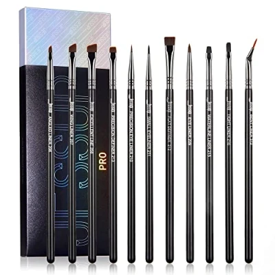 Image de Jessup pinceaux eyeliner Pro ensemble yeux 11 pièces ligne à pointe plate conique inclinée eye liner précision définition doublure d&#039;aile d&#039;eau noir/argent T324