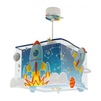 Image de Dalber Lampe Suspension Enfand Rocket Fusée Spatiale système Solaire, Lustre Chambre Enfant, 63352, E27