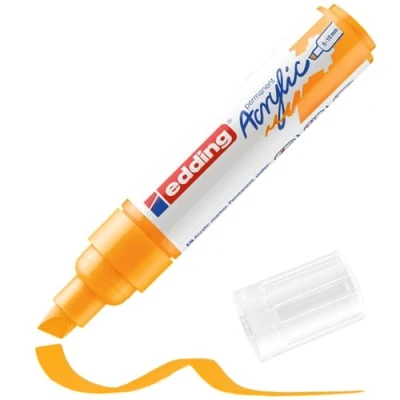 Image de edding 5000 Marqueur acrylique large jaune soleil 1 feutre imperméable pointe biseautée 5 10 mm peinture pour peindre sur la toile, le papier kraft, bois et pierre