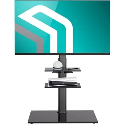 Image de ONKRON Pied Support TV Universel pour 32 65 Pouces TV, sur Pivotant Poids jusqu&#039;à 30 kg VESA 100x100 600x400/Pied Television Hauteur Réglable TS5550 B Noir