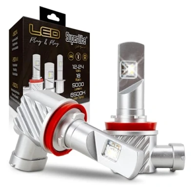 Image de Superlite Kit de Conversion halogène à LED H11 Plug &amp; Play Gold Series 6500K / 5000 Lumens 12 24V 18W pour Voiture, Moto et Camion