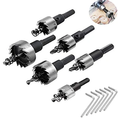 Image de Scies cloches Drill,TANGGER 6pcs 12 30 mm HSS Ensemble Mèche Fraise Carbure pour Forage Scie coupe de travail des métaux Ouvreur trou