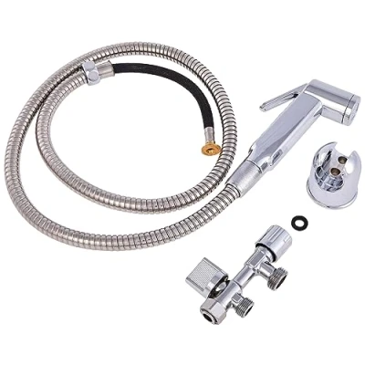 Image de Rousseau Kit Douchette WC, Hygiène complet pour WC en ABS avec Douchette, Support et Robinet 3 voies, Chromé