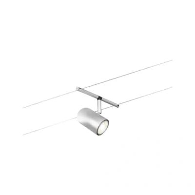 Image de Paulmann 94466 Système de Cordage Spot Unique Maximum 10 W, Rail en métal GU5,3 sans Ampoule, Plastique, Chrome Mat, chromé, Modèle simple