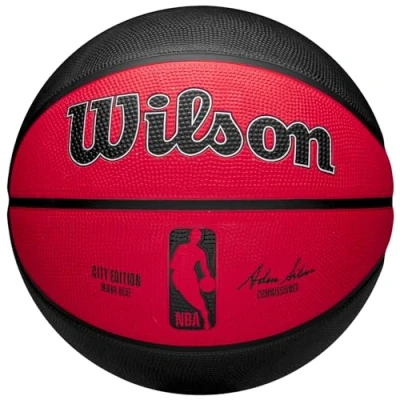Image de Wilson Ballon de Basketball NBA Team City Edition Miami Heat 2023/2024, Taille 7, Noir/Blanc/Rouge