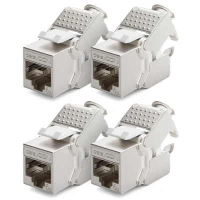 Image de deleyCON 4x Module Keystone CAT 6a Jack Blindé STP Connecteur RJ45 Installation Snap In Montage Câble Brut 500 Mhz 10 GBit/s