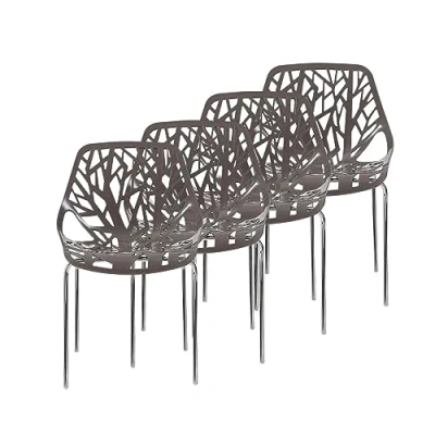 Image de Makika Chaise de Design Siège Bureau Salle à Manger Salon Style Rembourrée Moderne Unique Scandinave Ensemble Chaises CALUNA 4 en Gris