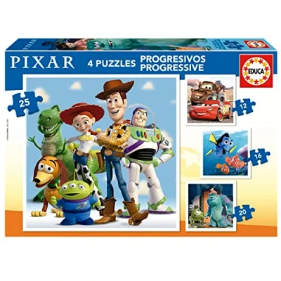 Image de Educa Pixar progressifs Ensemble de 4 Puzzles pour Enfants 12 à 25 pièces. Mesurer Une Fois monté: 16 x cm. Composé Grandes pièces Parfaitement finies. +3 Ans (19681)
