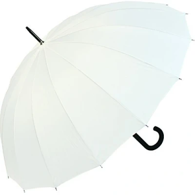 Image de iX brella Long Parapluie de qualité supérieure en 16 pièces avec mécanisme automatique résistant aux tempêtes, Blanc., 100,