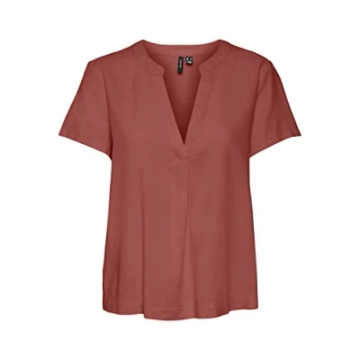 Image de VERO MODA VMMYMILO SS Top WVN GA Haut, Marsala, S Femmes