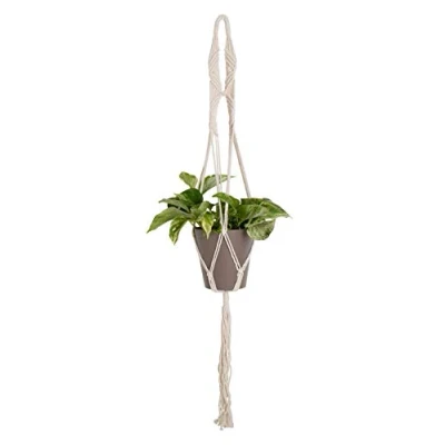 Image de Artevasi Cintres pour Plantes en macramé, Pot de Fleurs à Suspendre, Corde Coton Faite la Main, Support Pots (99,1 cm, Blanc)